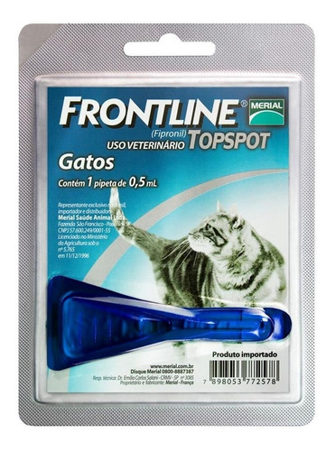 Imagen 1 de 2 de Frontline Gatos Topspot Pipeta Pulgas Garrapatas 0.5ml
