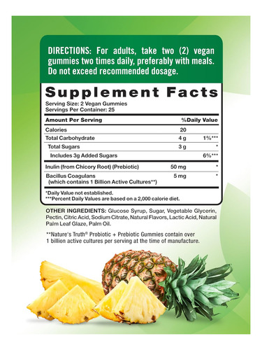 Gomitas Probioticas + Prebioticas 50un Nature's Truth