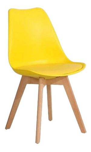 Silla de comedor Tienda El Garage Tienda El Garage Eames acolchada, estructura color amarillo, 4 unidades