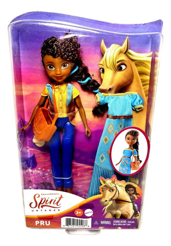 Boneca Menina Pru Morena Negra - Acompanha Vestido Adicional Bolsa E Acessório - Spirit Untamed Cavalgando Livre - Dreamworks - Mattel Brinquedos