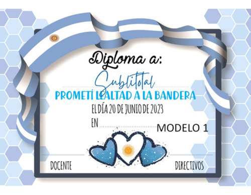 25 Diplomas Promesa A La Bandera 15 X21 Cm