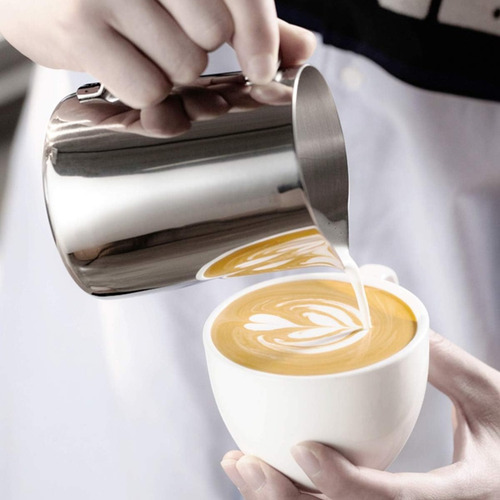 Barista Pitcher Jarra Leche Arte Latte Velas Set X3 Plateado