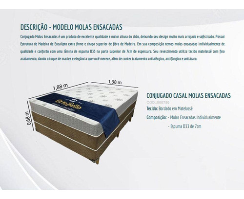 Cama Casal D33 Molas Ensacadas Apenas Rio De Janeiro