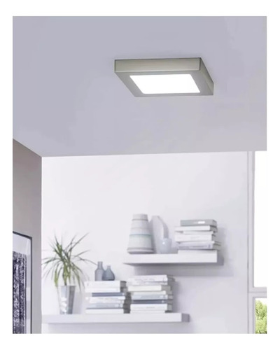 Plafón Cuad. Aplicar Led Acero Platil 30w Tbcin Luz Cálida