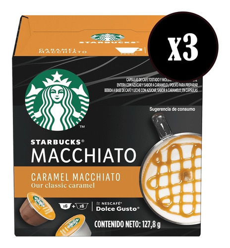 Capsulas Café Starbucks Caramel Macchiato X3 Cajas De 12u