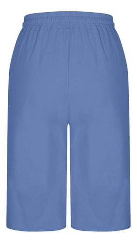 Pantalones Cortos De Cintura Elástica Con Bolsillos De Lino