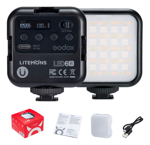 Lámpara Led Mini Rgb Cct Vlogging 6r Godox Color De La Estructura Negro