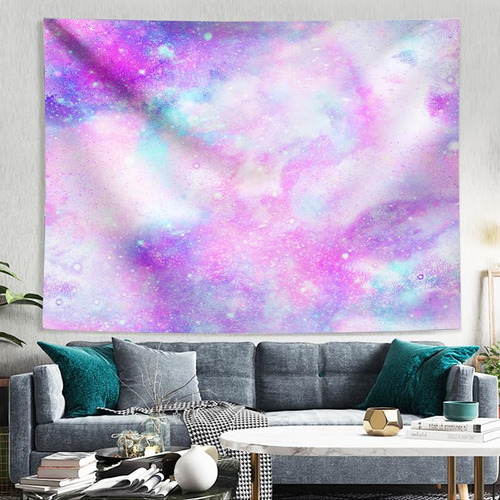 Tapiz Galaxia Veteada Pared Cielo Estrellado Rosa 60