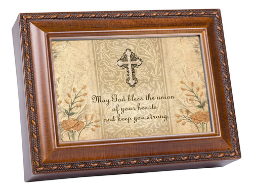 Cottage Garden Boda Woodgrain Msica Box/caja De Joyera Repro