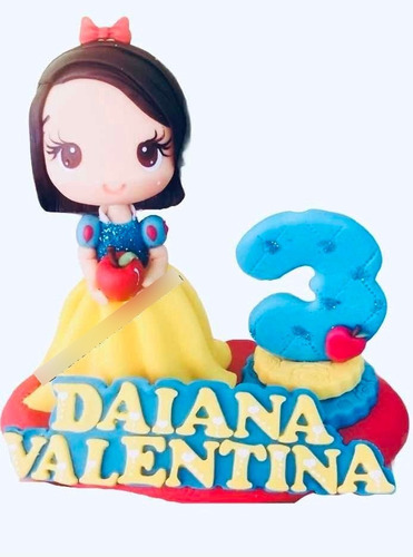 Cake Topper Blanca Nieves Princesa Vela Pasta Francesa