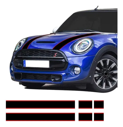 Calcomanías De Vinilo Rayas Para Capó Mini Cooper Negro Rojo
