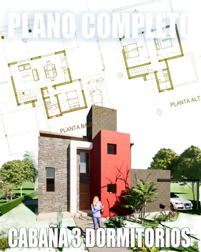 Proyecto Cabaña Plano Arquitectura Completo