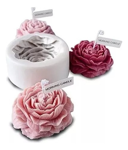 Molde Silicona Flor Peonia 3d Grande Vela Jabon Repostería 