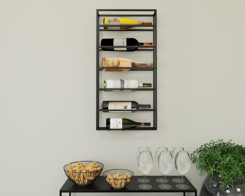 Suporte Para 6 Garrafas Estilo Industrial De Parede