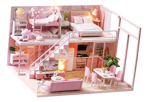 1/24 Kit De Diy En Miniatura Con Modelo De Lámpara Led