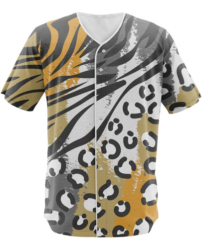 Imagem 1 de 2 de Camisa Jersey Verão Retro Listra Tigre Leopardo Animal Print