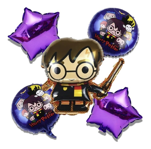 Globos Metálicos Similar (5 Pzas) Temática Harry Potter