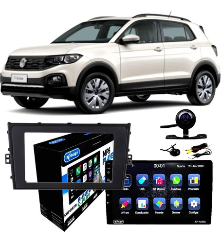 Central Automotiva Carplay Android Auto T-cross 19 20 21 22