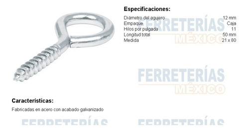 Imagen 2 de 5 de Armella Cerrada 21 X 80 Fiero 44374