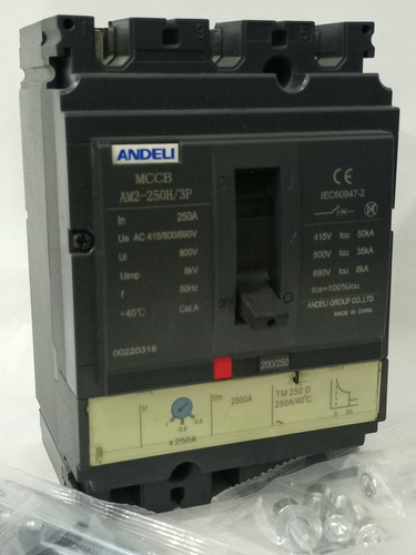 Breaker Caja Moldeada Am2-250h/3, 3 X 250 Ajustable, Andeli.