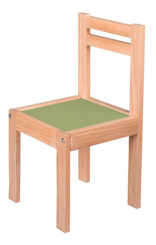 Duduk Silla Infantil De Madera Barnizada Para Niñas Y Niños Color de la estructura de la silla Verde Color del asiento Blanco Ostión