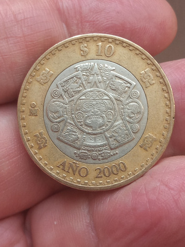 Moneda De $10:00 Mexicana Cambio De Siglo Año 2000