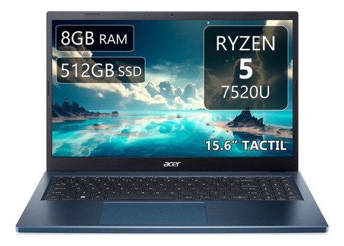 Acer Aspire 3 A315, Ryzen 5, 8gb, 512gb, 15.6 Fhd Tactil