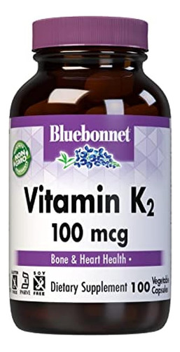 Bluebonnet Vitamin K2 Vegetarian Capsules, 100 Count