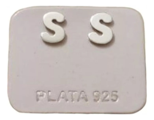 Par Aros 1 Inicial Plata 925 Letras Números + Estuche