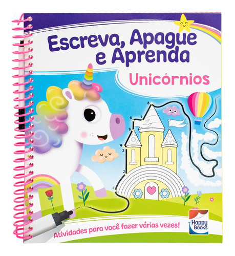 Escreva, Apague E Aprenda: Unicórnios, De Curious Universe Uk. Editora Happy Books, Capa Mole Em Português