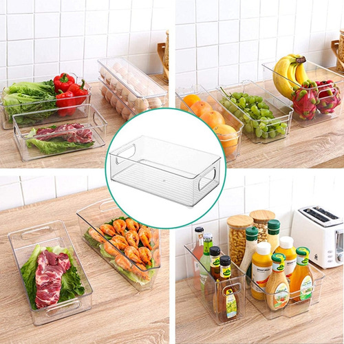 3 Pz Caja Almacenamiento Organizador Refrigerador Contenedor Color Transparente