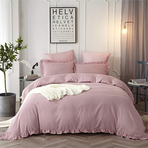 Blush Ruffled Duvet Cover Twin  Suave, Liviano, Cómodo...