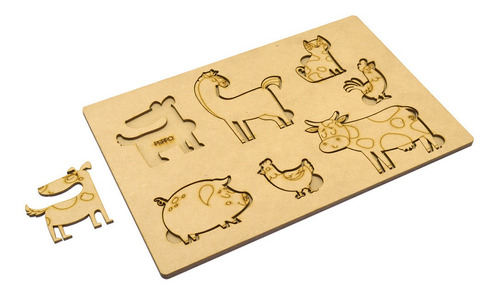 Puzzle Animales De La Granja Encastre De Madera Niños