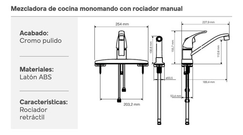 A Mezcladora Llave Cocina Monomando Fregadero Grifo De Laton