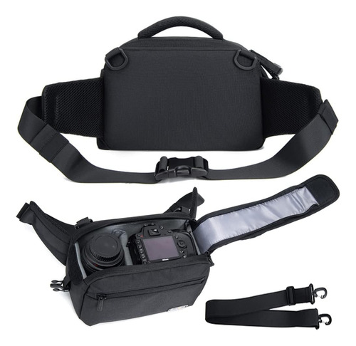 Bolsa De Camara Dslr Bandolera Negra Impermeable