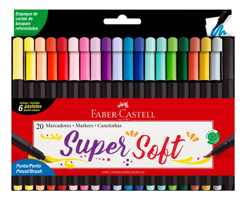 Marcadores Supersoft Punta Pincel X20 Faber-castell