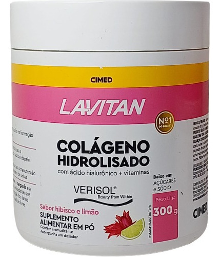 Lavitan Colágeno Hidrolisado Sabor Hibisco E Limão Pote 300g Sabor Hibisco E Limão