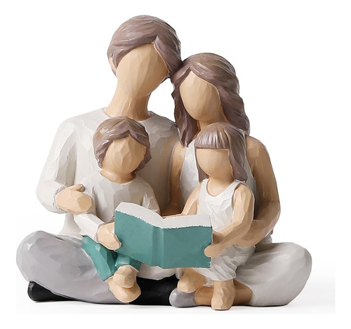 Familia De 4 Figuras De Libros De Lectura, Figuras Pintadas