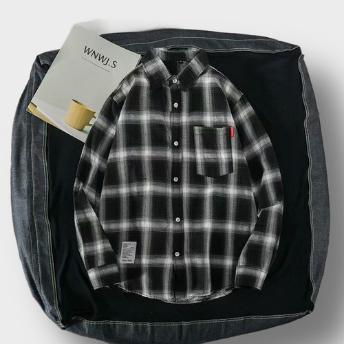 Camisa Xadrez Lattice Fall Wear Soft Material Work White