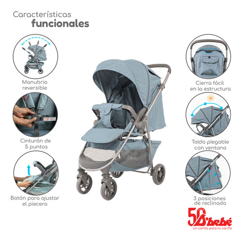 Carriola D Bebé Reversible Travel System Max Menta Menta Gris
