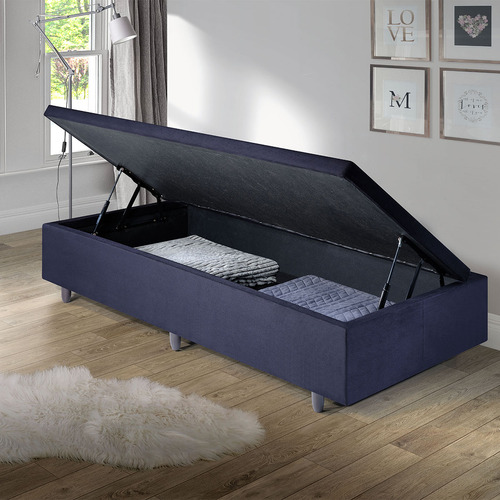 Box Baú 96x203x34 Cm Abertura Lateral Suede Preto