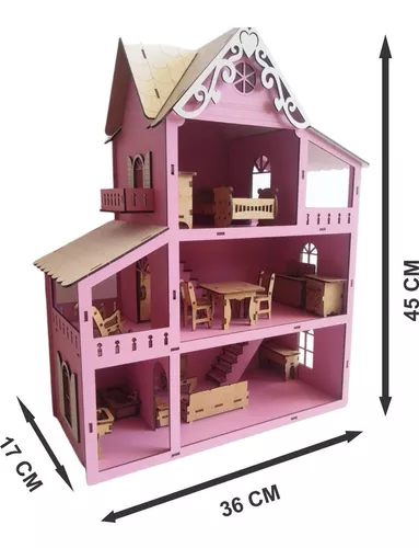 Casa Da Barbie Mdf Pintada E Montada Com +25 Kit Moveis