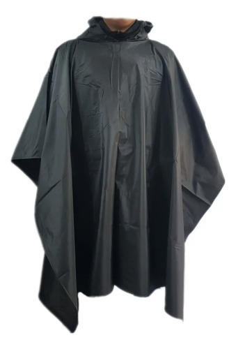 Impermeable Capa Con Capucha Alta Calidad Lluvia Negro Unitalla