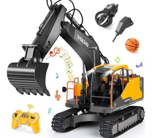Volvo Rc Excavadora 3 En 1 Construcción Camión Metal Pala