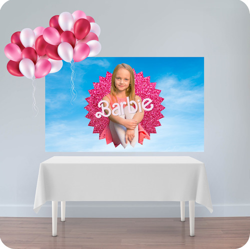 Banner Fondo Candy Bar Cumpleaños Barbie Con Foto 120x70