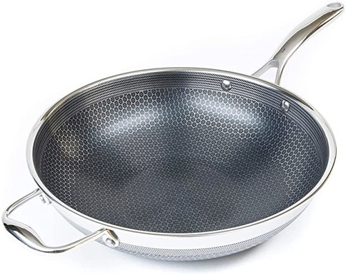 Hexclad 12 Pulgadas Hybrid Stainless Steel Wok Pan Con Mang