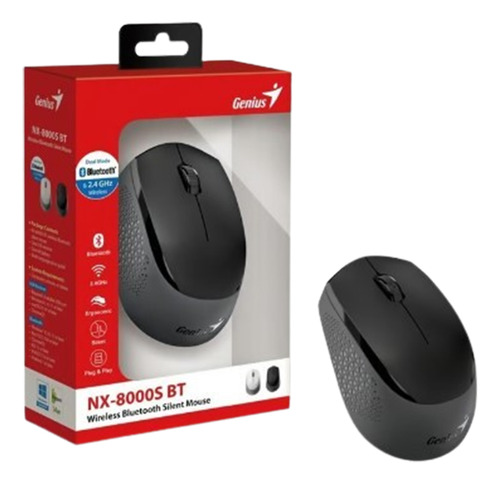 Mouse Silencioso Genius Nx-8000s Bluetooth, Usb 24ghz Negro