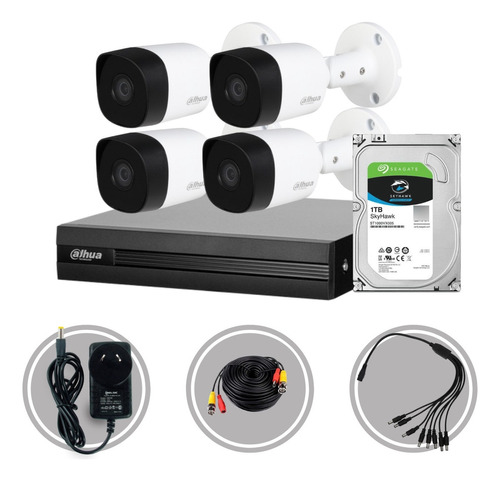 Kit Seguridad Dahua Cctv Dvr 8ch + 4 Camaras 2mp 1080p + 1tb