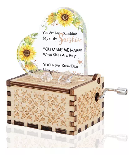  Caja musical de madera con diseño de girasoles mariposa para  mejor mamá, caja musical personalizada con manivela para cumpleaños,  Navidad, boda, San Valentín : Hogar y Cocina