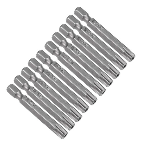 Xmhf 10 Piezas 50 Mm De Larga Pulgada Hex Vástago T40 Torx 6